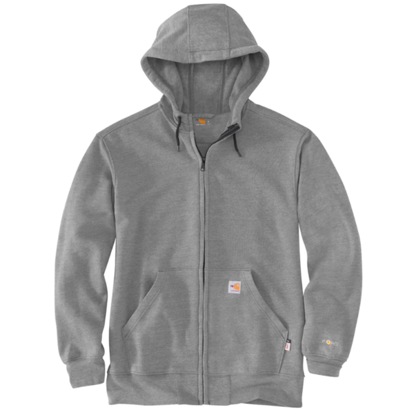 Carhartt FR Force Loose Fit Midweight Hooded Zip Front Sweatshirt in Granite Heather